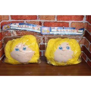 Westrim Crafts Large Play Mate Pigtails Blonde hair Doll Head Vintage #A17